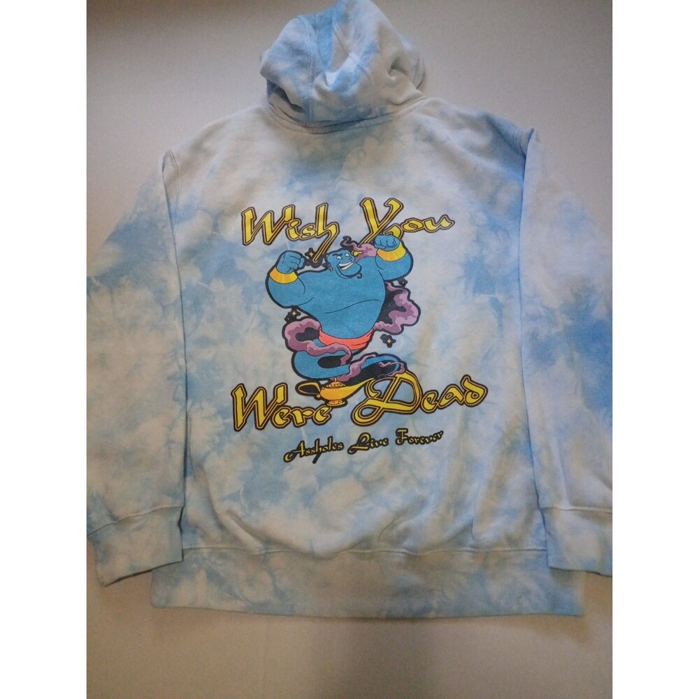 A**holes Live Forever Hoodie Aladdin Wish You Were Dead Medium Mens Blue Tye-Dye